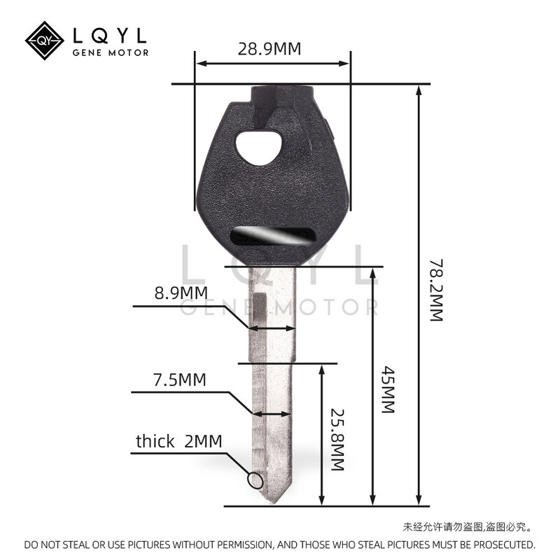Chave em branco lqyl substituir chaves não cortadas para o ímã de suzuki bloqueio anti-roubo an250 an400 an650 burgman sj50 v125s v50 ag50 60 único v125g