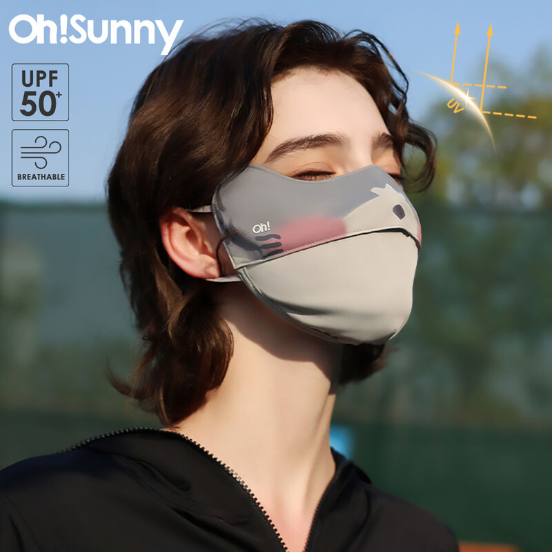 OhSunny UV Protection Mask 2024 New Fashion UPF2000+ Washable Cool Llining Cartoon Face Cover for Outdoors Cycling Solar Blocker