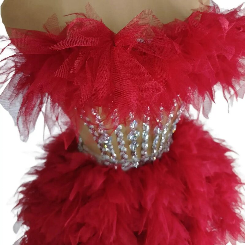 Sparkly strass paillettes abito corto donna tubo rosso Top Prom Party celebrità Homecoming Dress Singer Show Stage Wear Baozha