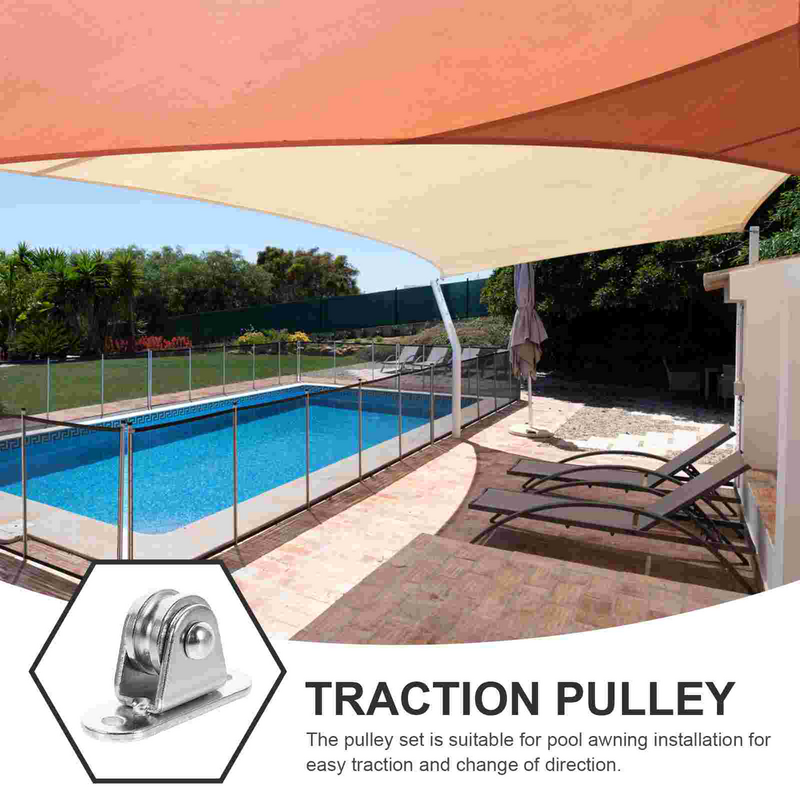 2 Pcs Single Pulley Wheel Accessories Fixed Pulley Hanging Traction Rotating Wheel Ceiling Curtain Swimming Pool Sunshade Small