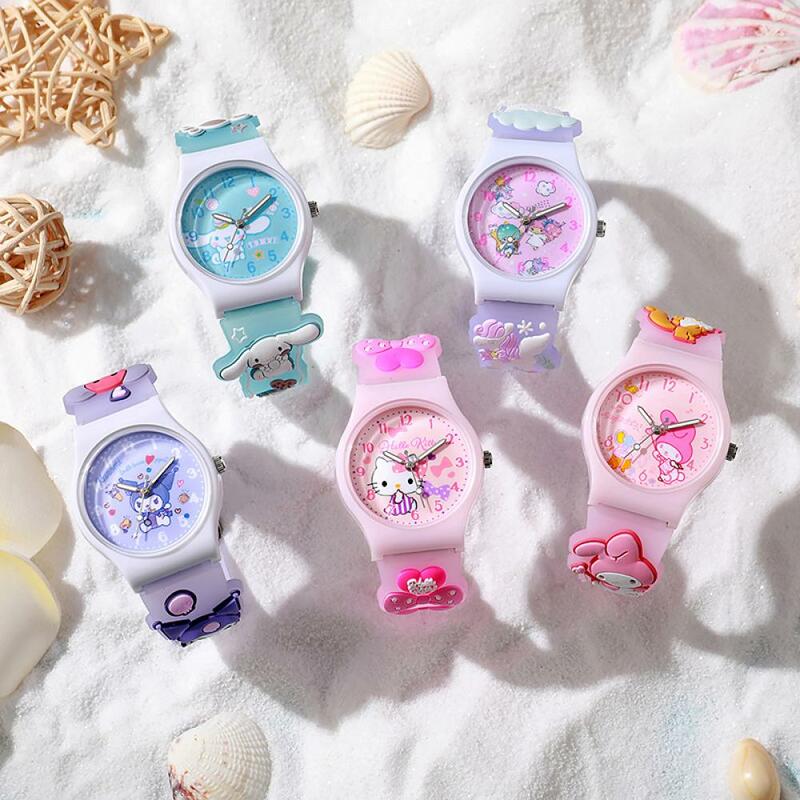 Sanrio 3D Pattern orologio da polso per bambini Cinnamoro Hello Kitty orologio al quarzo impermeabile Kuromi Cartoon cinturino in Gel di silice regalo per bambini