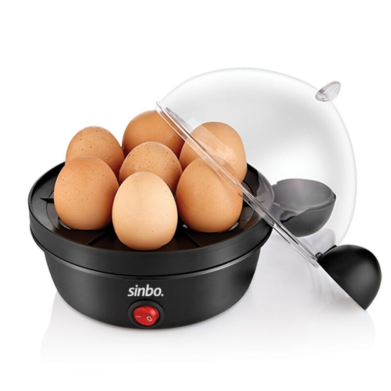 Kompor listrik Sinbo hitam cepat untuk telur rebus keras dengan 7 kapasitas, fitur mati otomatis