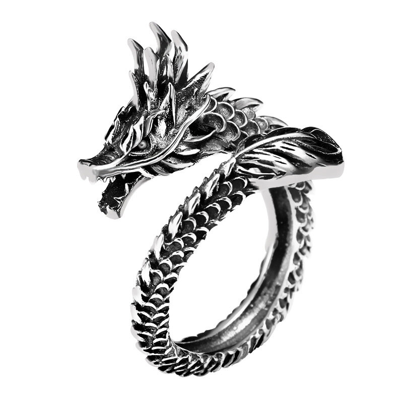 925 Sterling Silver Colour Dragon ​Adjustable Rings For Women Engagement Luxury Jewelry Accessories Items With Free Shipping