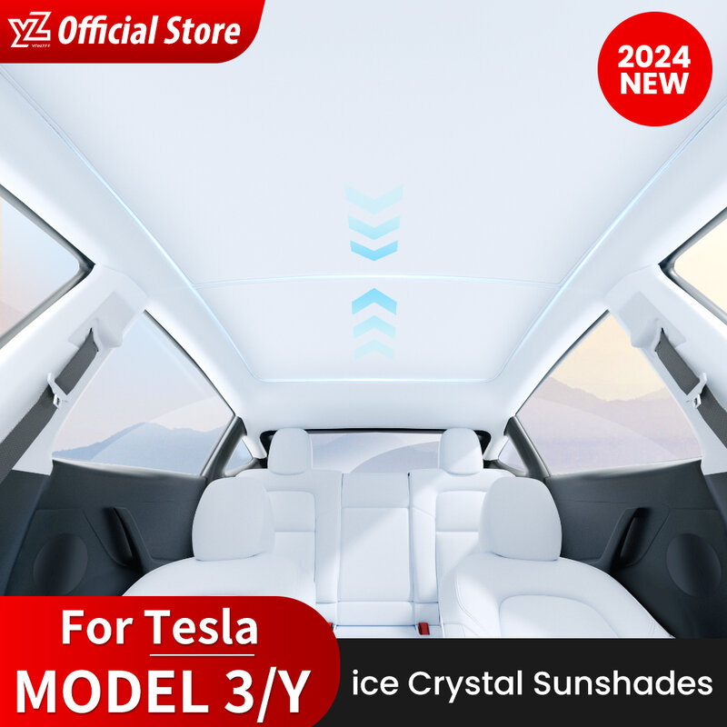 YZ For Tesla Model 3 Y Highland 2021-2024 sun visor for car Upgrade Ice Cloth Buckle Sun Shades Glass Roof Skylight Vehicle