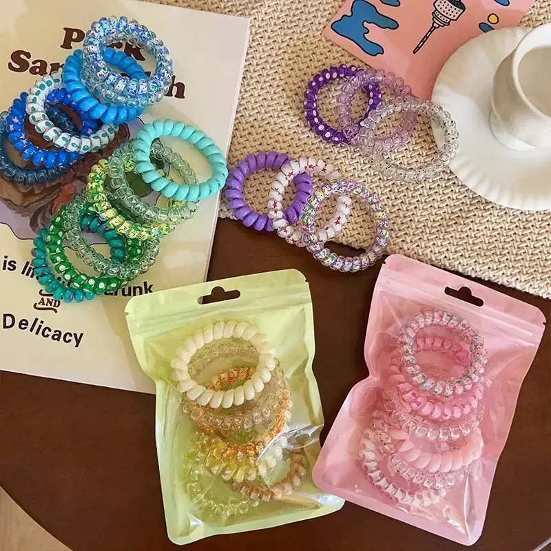 6 teile/satz Bonbon farbe elastische Haar bänder koreanische Accessoires für Mädchen Haar gummis gefrostet Spiral schnur Gummis eil Stretch Kopf bedeckung