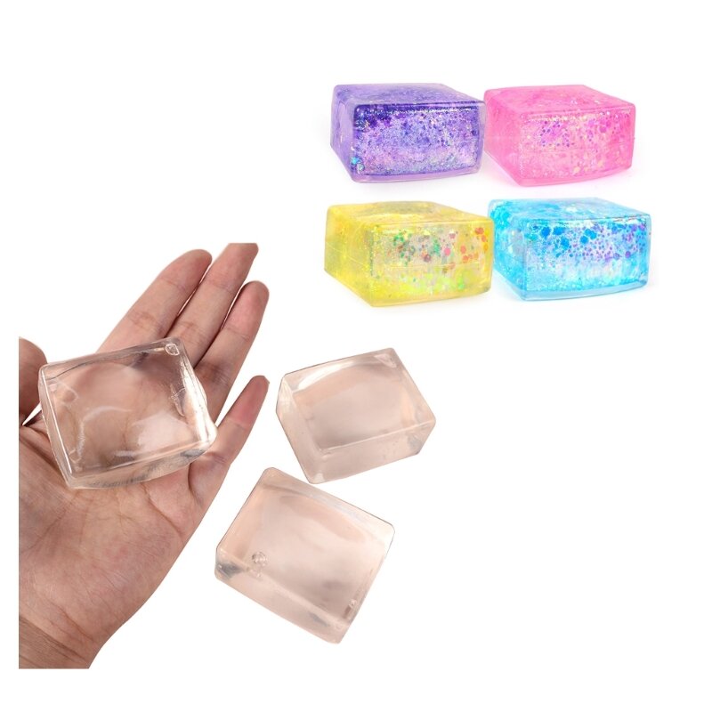 77HD Unbreakable Venting Toy Rebounding Sensory Maltose Squeeze Ice Cube Sensory Tofu Glitter Dreamy Photo Props