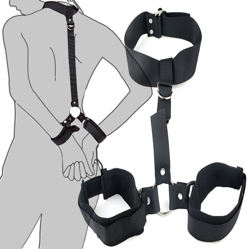 Женский кожаный бандаж Sm для взрослых наручники для флирта наручники для Шеи Бандаж для мужа и жены вспомогательные секс-игрушки