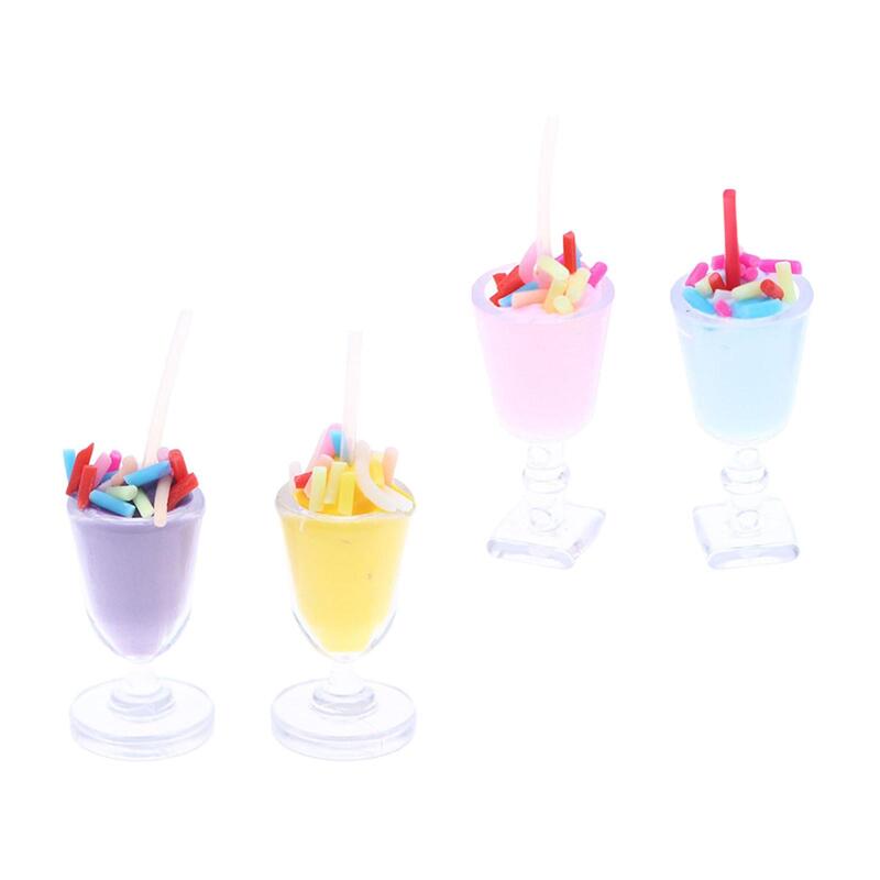 4Pcs 1:12 Dollhouse Ice Cream Cup Model Realistic Charm Pendants for Sand Table Railway Station Building DIY Projects Layout