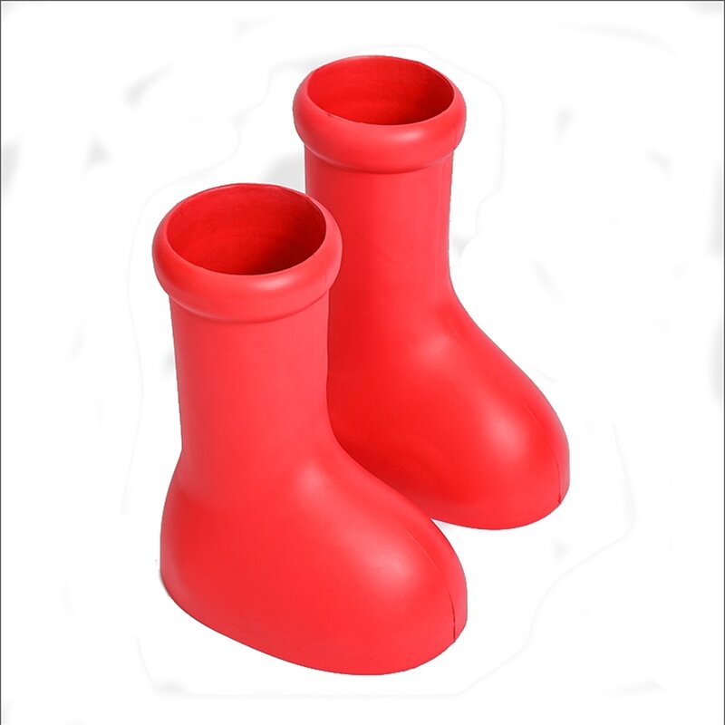 big Red Boot Fashion Astro Boy Fun Anime Cartoon Big Red Shoes Anti Slip Red Water Boots for Kids Mens Women