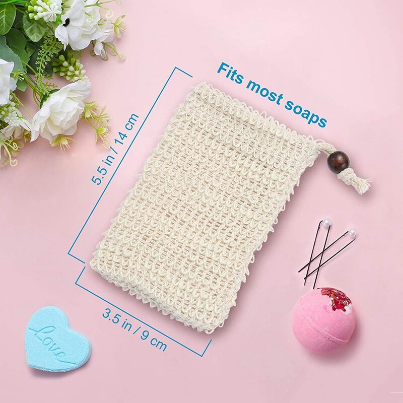 Natural Soap Bag Exfoliating Soap Saver Pouch Bath Pouch Soap Savers For Bar Soap With Drawstring Pocket