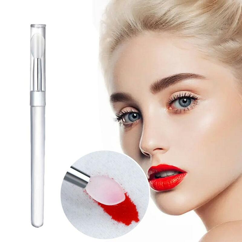 1PC Portable Silicone Lip Brush with Cover Soft Multifunctional Lipgloss Balm Brush Applicator Lipstick Makeup Tools Makeup B9E4