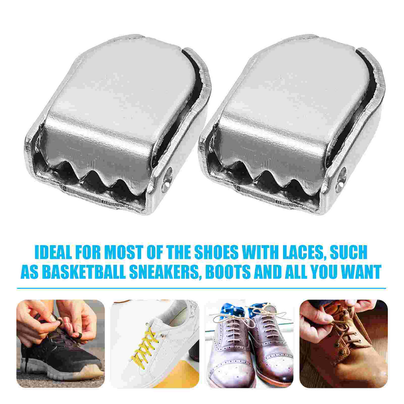 100pcs Shoelace Tail Buckles Shoelace Lock Buckles Metal White Sneakers