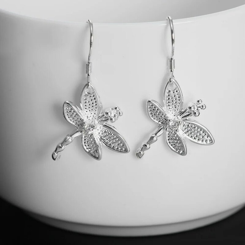 Pendientes de libélula de cristal para mujer, joyería de plata de ley 925, regalos para novias, gran oferta