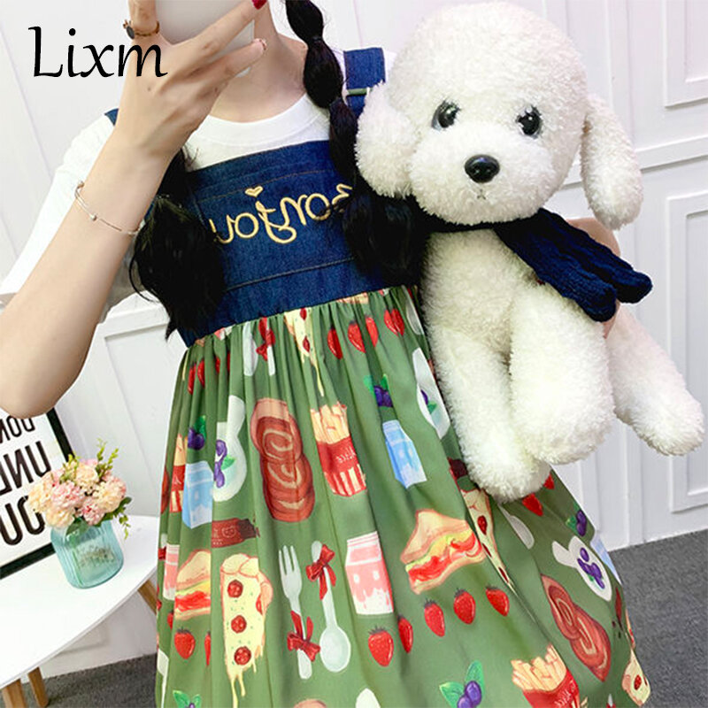 Vestido de Lolita con estampado japonés para mujer, vestido de fiesta de té, Harajuku, azul, suave