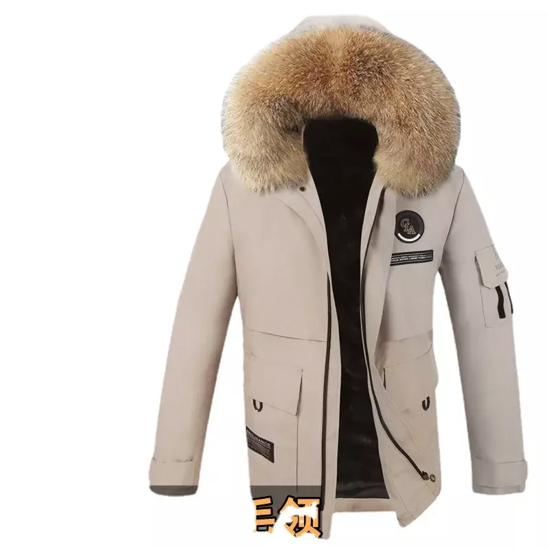 FCY – veste parka en fourrure de vison pour homme, vêtement d'hiver, doublure en vison, col en fourrure de renard, veste tout-en-un, 2022