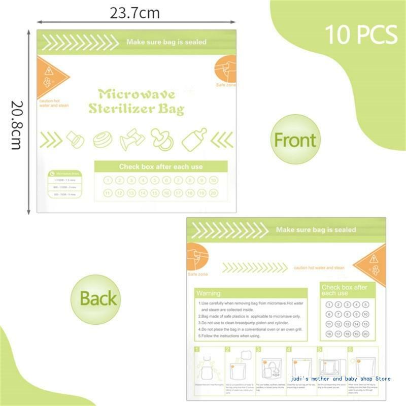 67JC Universal Microwave Sterilizer Bags, Pack of 10pcs Microwave Bags for Baby Bottles Breast Accessories