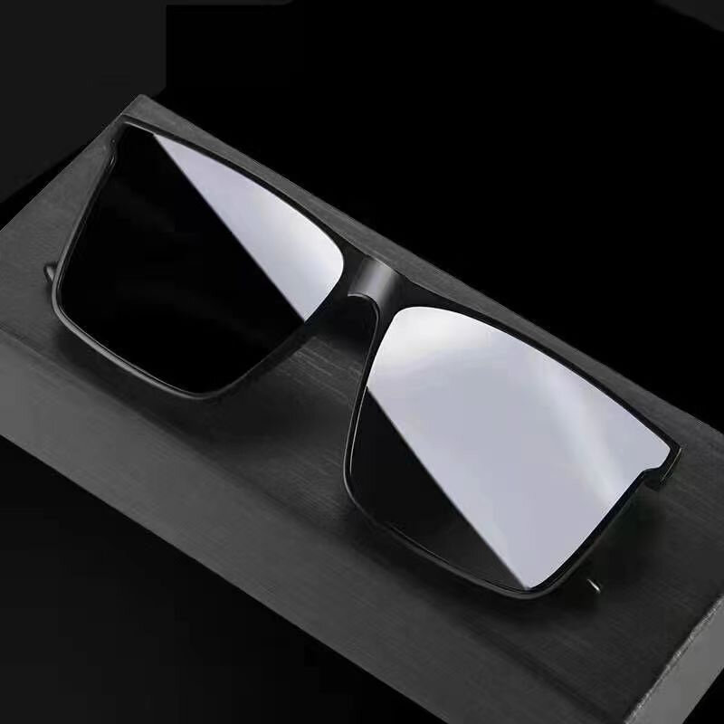 Kacamata hitam bingkai persegi besar Retro kacamata surya pria keren hitam desainer merek kacamata pelindung UV400