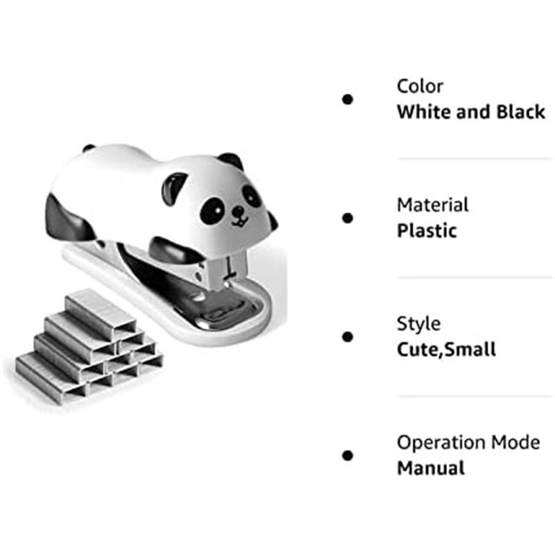 4 Pcs Panda Desktop Stapler Stapler For 12 Sheet Capacity, Stapler With 4000PCS No.10 Staple & Built-In Staple Remover