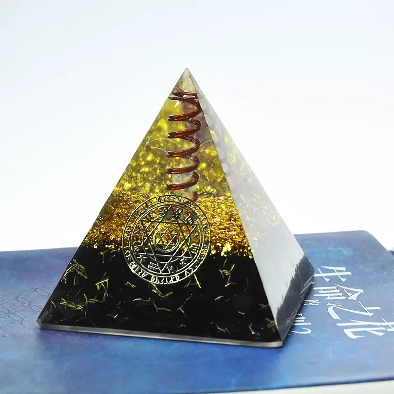 Obsidiana Cristal Natural Turmalina Orgonita, Pirâmide Orgone, Decoração de Casa, Energia Positiva, Meditação, Ioga, Equilíbrio, Reiki