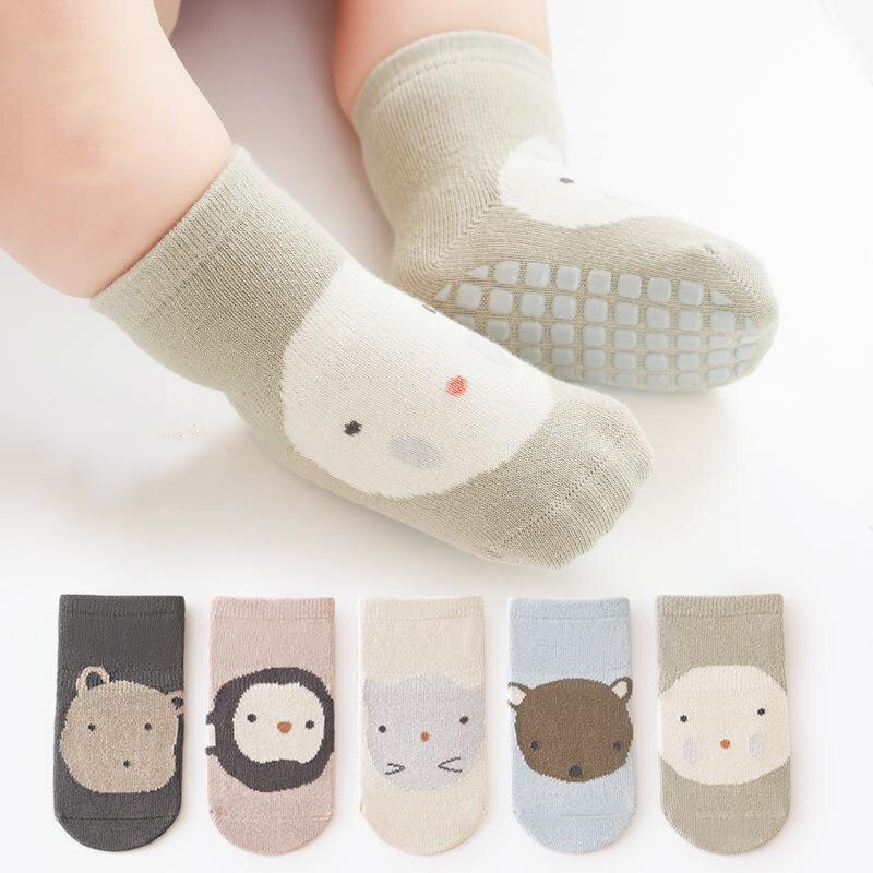 Baby Anti-Slip Non-Skid Floor Socks, Criança, Crianças, Meninos, Meninas, Outono, Inverno, Algodão, Desenhos Animados, Animal, Piso, 0-3T