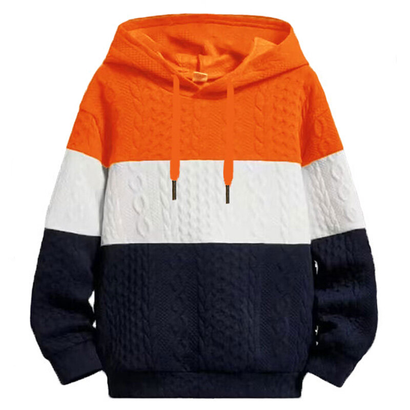 Men's Sweater Pullovers Spring Autumn Casual Long Sleeve Hooded Knitted Sweaters Contrast Knit Men Pullover Hoodies Knitwears