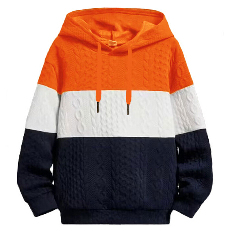 Pullover maglione da uomo primavera autunno Casual manica lunga con cappuccio maglioni lavorati a maglia a contrasto Pullover da uomo con cappuccio maglieria