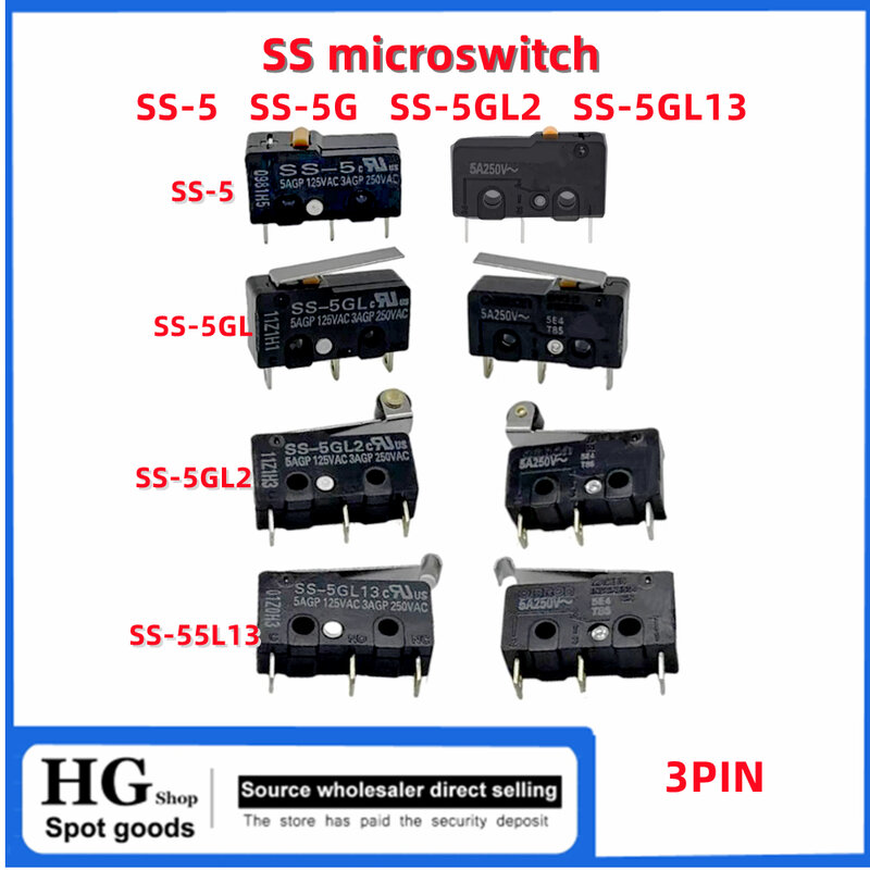 Interruptor de limite de viagem Micro pequeno, microinterruptor SS original, 3 pinos, SS-5, SS-5GL, SS-5GL2, SS-5GL13, 5-10pcs por lote