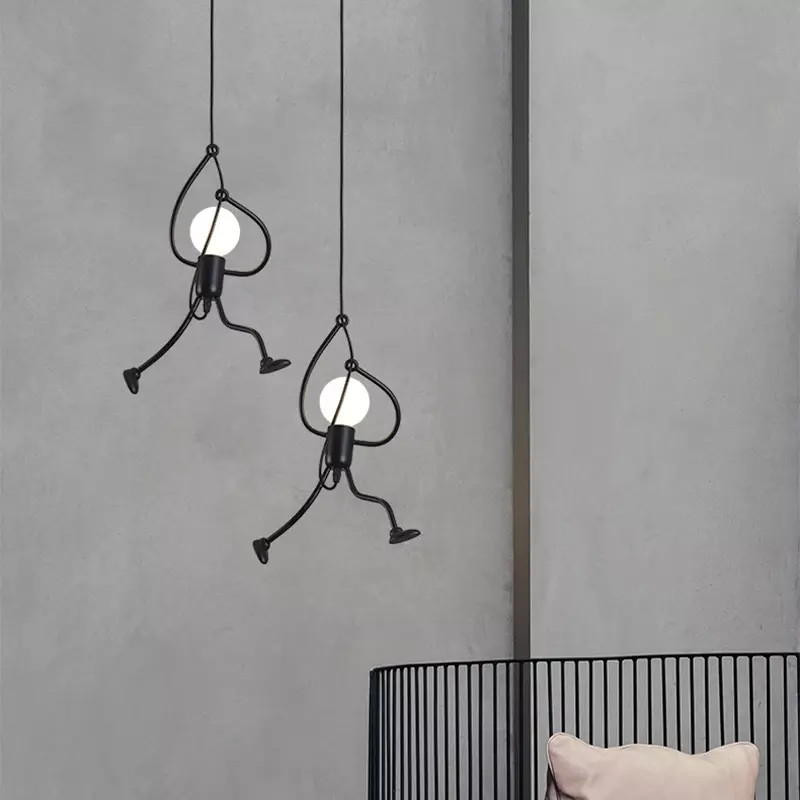 Lampes suspendues à LED vintage en fer Little Man, lampe de confrontation pour la maison, salon, chambre d'enfant, décoration de table à manger