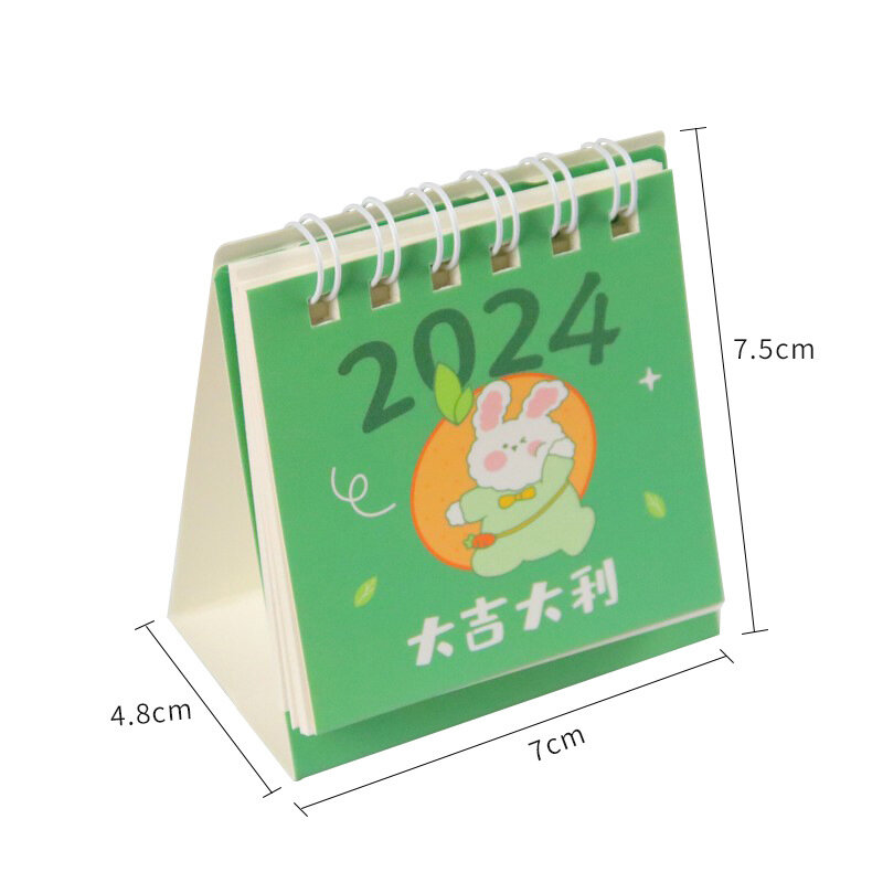 Kalender meja Mini 2024 baru kalender perlengkapan sekolah kantor kalender meja perencana bulanan Aksesori Meja catatan dekorasi
