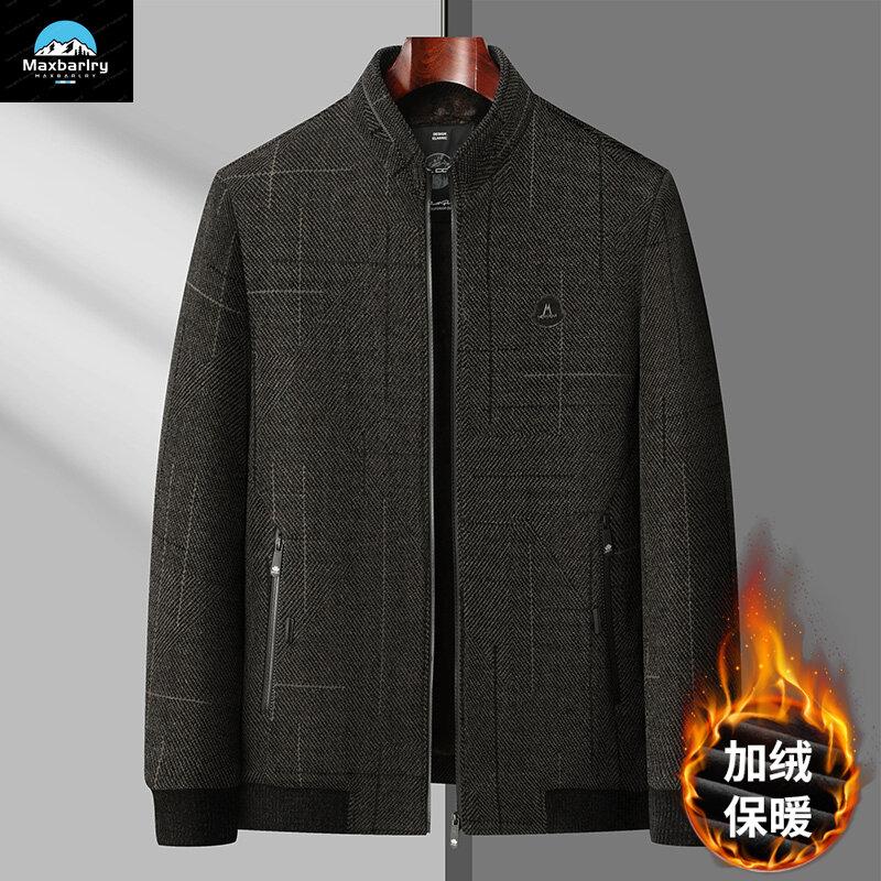 Jaqueta masculina de gola em pé, casaco quente espesso, roupa casual masculina, marca de luxo, elegante, outono, inverno, nova
