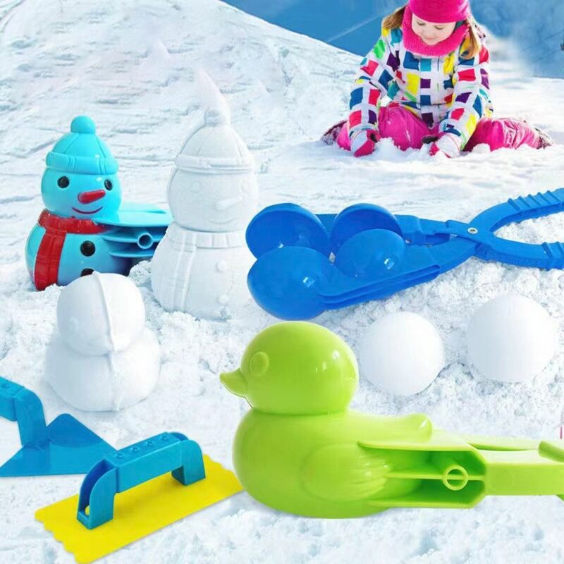 Snow Toys Snowball Maker Winter Cartoon Snow Mold Tongs Sports Toy Dinosaur Duck Shape Snow Sand Clip Mold Kid Snowball Fight