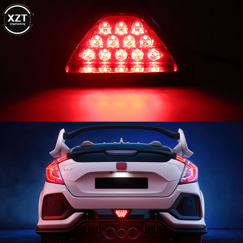 Universal F1 Estilo Red Brake Lights, 12 LED, Rear Tail Stop Brake Light, Terceira lâmpada de segurança do freio, Lâmpada LED para carro