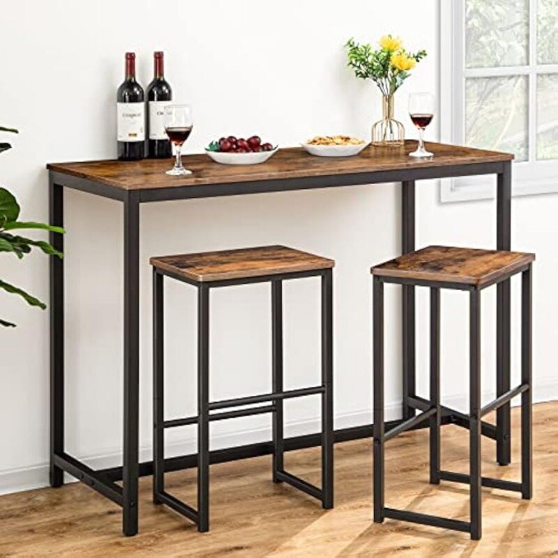 HOOBRO-Cadeiras de Bar com Pedais de Altura Diferente, Bancos, Black Steel Frame, Living Room Dining, Conjunto de 2, 25.6 "Tall