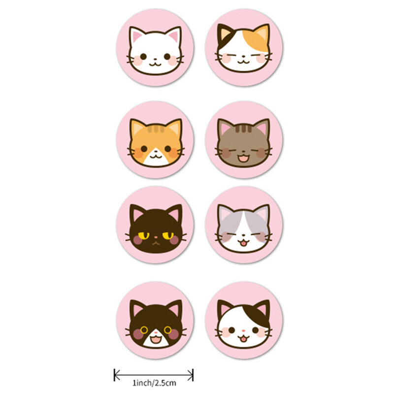 1 inci 50-500 buah stiker kucing indah untuk stiker hadiah sekolah dekorasi kelas stiker dorongan untuk siswa guru