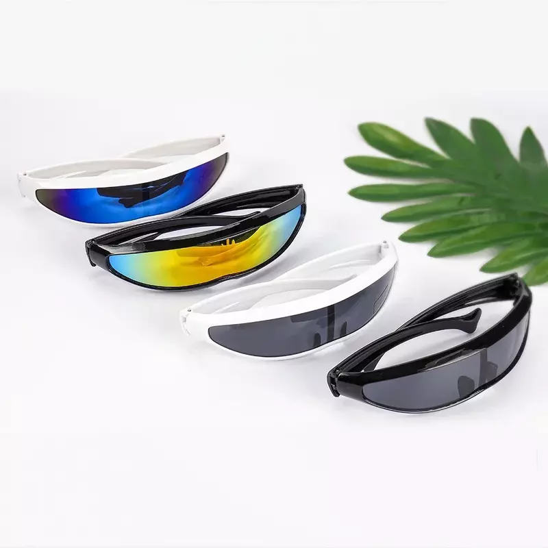 Personality Mirrored Lens Visor Sunglasses Laser Eyeglasses Futuristic Narrow Cyclops Glasses UV400  running cycling sunglasses