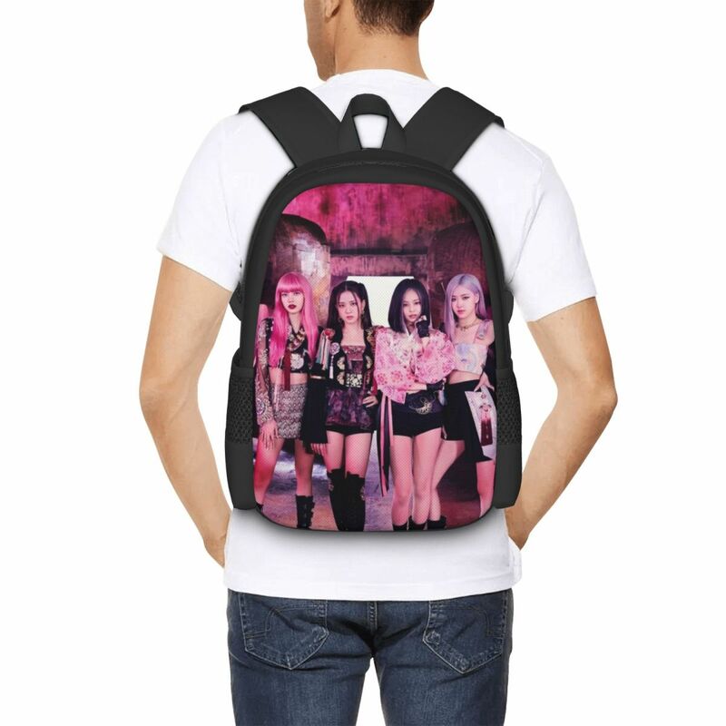 K-pope Jennie حقيبة كمبيوتر محمول للسفر باللون الأسود والوردي ، حقيبة كمبيوتر للمدرسة الجامعية ، هدية للرجال والنساء