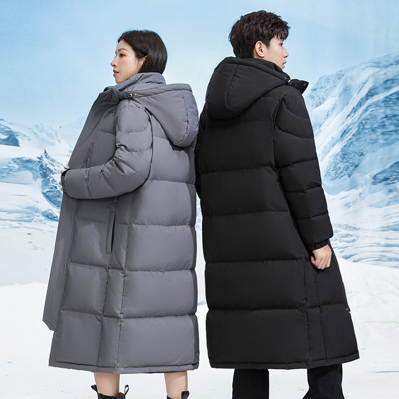 Chaqueta de plumón de pato para hombre y mujer, abrigo largo y ligero, ropa de calle de invierno,-30 °C