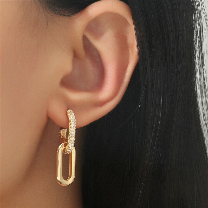 Retro Double Loop Design Drop Earrings Gold Silver Color Geometric Round Earrings for Women Girls Punk Hip Hop Fashion Jewelry G