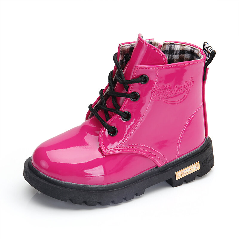 JGSHOWKITO-Botas de nieve impermeables para niños, zapatos de cuero PU, botas de goma para niños, 21-36, novedad de invierno, 2023
