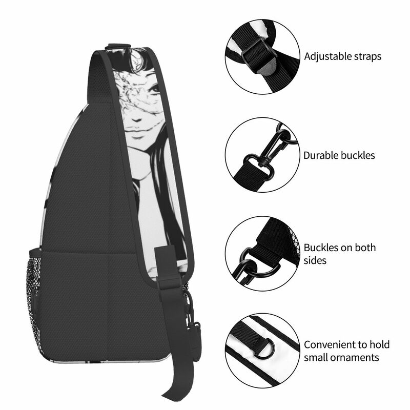 Сумка-слинг Junji Ito Tomie в стиле аниме, нагрудной рюкзак через плечо, уличный походный рюкзак с принтом