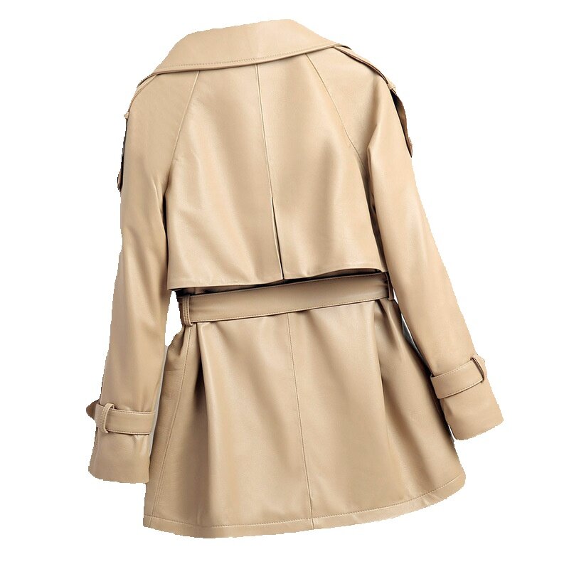Куртка из овечьей кожи, ветровка, женский новый британский стиль, модный шикарный, свободный и короткий стиль, затягивающая Талия Tr