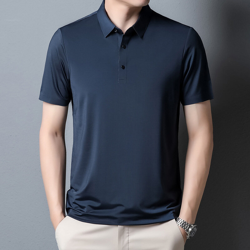 Ice Inj-Polo décontracté à manches courtes pour hommes, chemise d'affaires, t-shirt respirant, document solide, nouvelle mode d'été, 2023