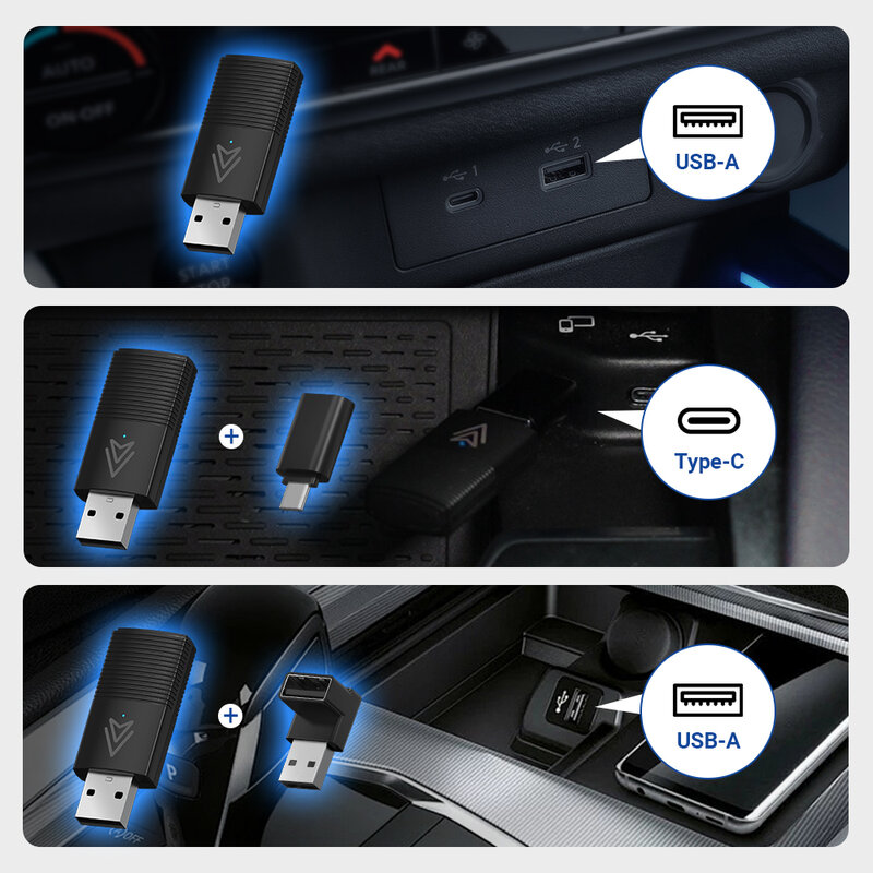 Aksesoris mobil MINI, aksesoris mobil MINI nirkabel Android Auto Adapter USB Stick untuk Skoda VW Mazda Toyota Kia Ford untuk ponsel Android