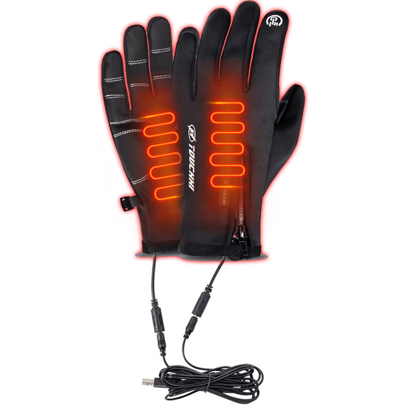 Перчатки для сенсорных экранов с USB, зимние лыжные перчатки, ветрозащитные перчатки с подогревом для езды на велосипеде, бега, вождения, пеших прогулок для женщин и мужчин