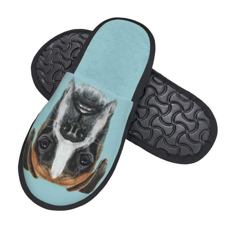 Fawn Boxer Dog Indoor Slippers Furry Slipper Winter Home Shoes House Flat Closed Toe Slides Flip Flops