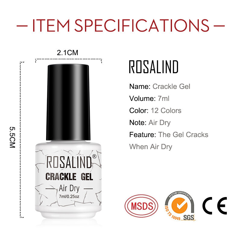 Rosalind Mini Cracked Gel und Nagellack Hybrid Knistern Maniküre Acryl Kunst UV Gel Semi Permanent Base Top Coat
