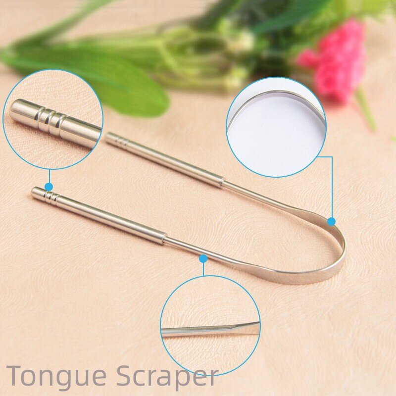 Stainless Steel Tongue Scraper Cleaner Fresh Breath Cleaning Coated Tongue Toothbrush Oral Hygiene Care Tools
