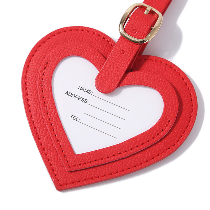 PU Heart Leather Luggage Tag Travel Accessories Suitcase ID Address Name Holder Baggage Boarding Tag Portable Label