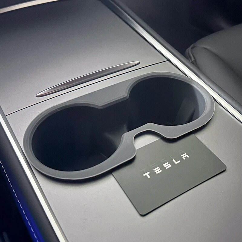 For Tesla Model Y 2021 2022 2023 Console Silicone Water Cup Holder Insert with Car Key Card Slot