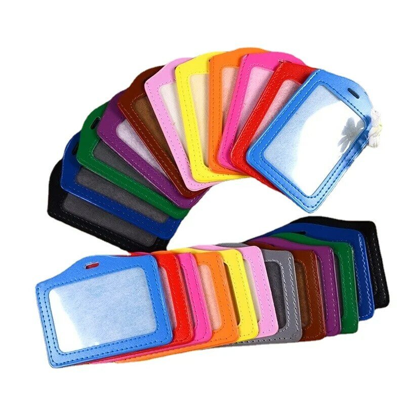 PU Leather ID Badge Holder Pass Chest ID Badges Cover Case Pass Staff Work Card Sleeve Badges Sleeve for Employees Nurses